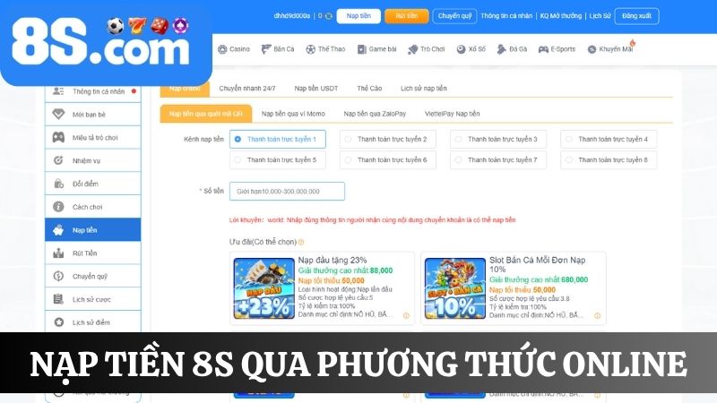 nạp tiền 8S online