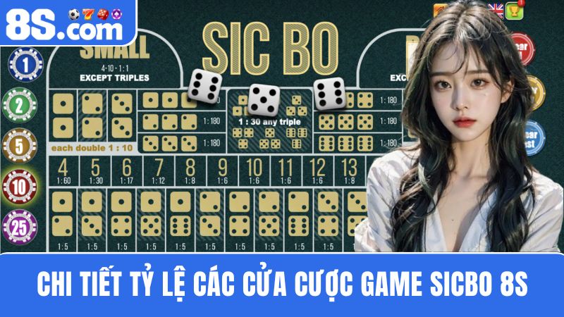 tỷ lệ thưởng của các cửa cược Sicbo 8S 